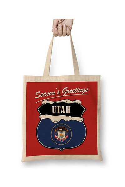 Baskı Dükkanı Seasons Greetings Utah Χριστουγεννιάτικη υφασμάτινη τσάντα με μακριά λαβή