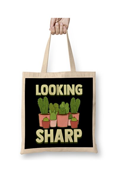 Baskı Dükkanı Smešna, zanimljiva i oštra torba za vrtlare sa kaktusima i bilj...