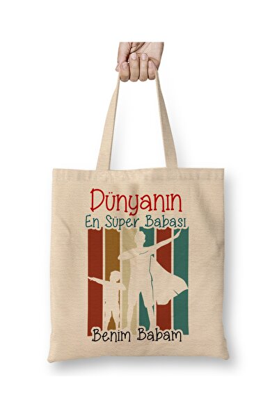 Baskı Dükkanı Poklon za Očev dan za oca 031 Tkanina Torba Dugačka Sa ručkom