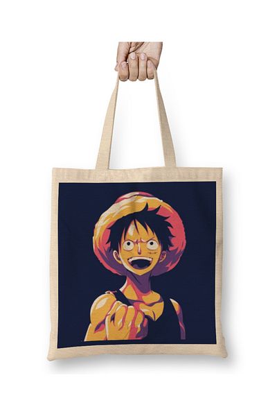 Baskı Dükkanı Υφασμάτινη τσάντα Luffy One Piece με μακριά λαβή
