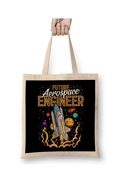 Baskı Dükkanı Viitorul inginer aerospațial Space Astronaut Explore Geantă din pânză cu mâner lung