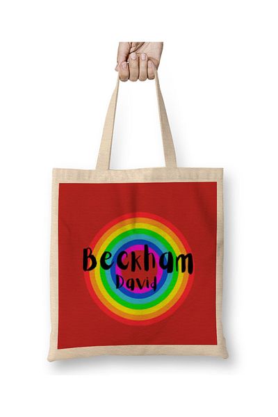 Baskı Dükkanı David Beckham - Vintage ρετρό τσάντα τσάντας σε στυλ Rainbow με μακριά λαβή