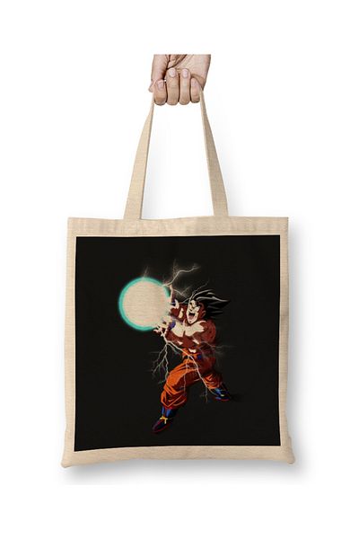 Baskı Dükkanı Υφασμάτινη τσάντα Goku Kamehameha με μακριά λαβή