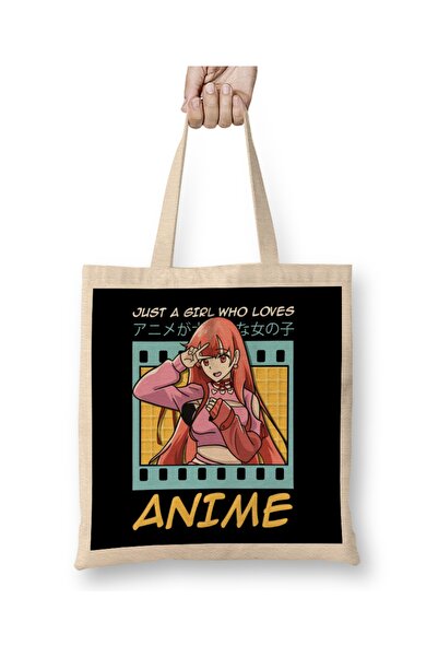 Baskı Dükkanı Slatka i smešna Samo devojka koja voli anime odeću Torba Duga S...