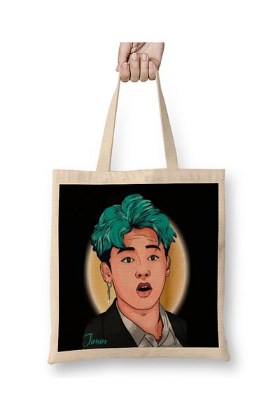 Baskı Dükkanı Geantă din pânză Kpop Cool Jimin Bts 01 cu mâner lung