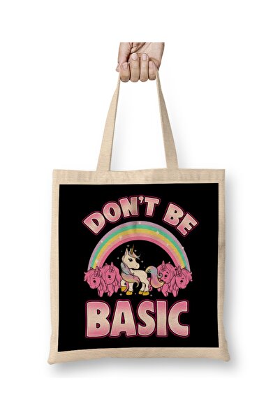 Baskı Dükkanı Slatko i smešno Ne budi Osnovni Jednorog Dugina tkanina Torba D...