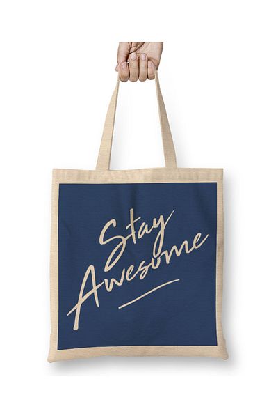 Baskı Dükkanı Υπέροχη υφασμάτινη τσάντα με σύνθημα Stay Awesome με μακριά λαβή