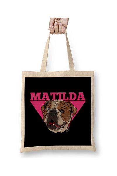 Baskı Dükkanı Geantă din pânză Matilda Bulldog Smith cu mâner lung