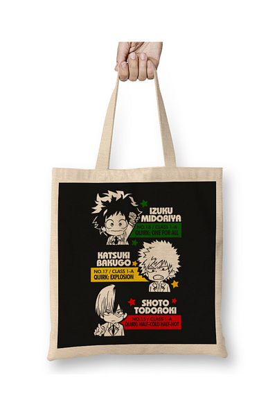 Baskı Dükkanı Υφασμάτινη τσάντα Deku Kachan And Todoroki με μακριά λαβή