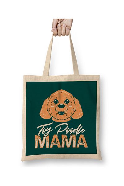 Baskı Dükkanı Geantă din pânză Toy Poodle Food cu mâner lung