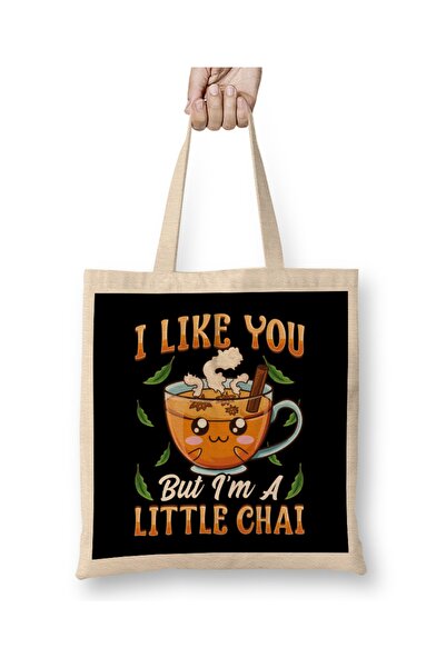 Baskı Dükkanı Slatka i smešna majica "Sviđaš mi se, ali sam mala čaj" Torba d...