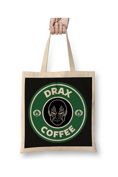 Baskı Dükkanı Guardians Of The Galaxy Drax Coffee Starbucks T υφασμάτινη τσάντα με μακριά λαβή