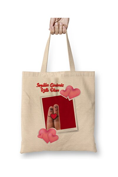 Baskı Dükkanı Poklon za Dan zaljubljenih za partnera 098 Tkanina Torba Duga S...