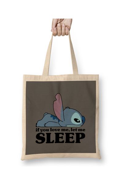 Baskı Dükkanı Geantă din pânză Stitch Sleepy 01 cu mâner lung