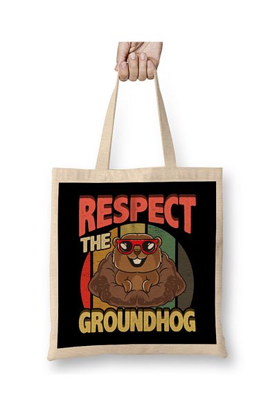 Baskı Dükkanı Χαριτωμένο Respect The Groundhog Funny Groundhog Day υφασμάτινη τσάντα με μακριά λαβή