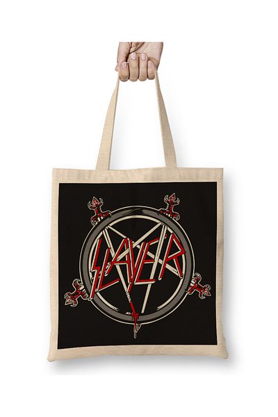 Baskı Dükkanı Slayer Pentagram υφασμάτινη τσάντα με μακριά λαβή