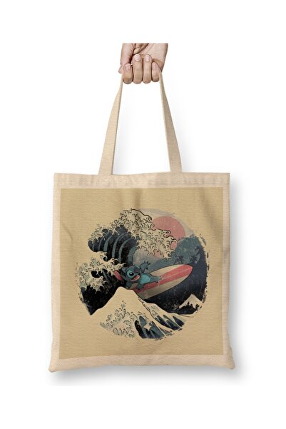 Baskı Dükkanı Stitch The Great Alien Geantă din pânză cu mâner lung