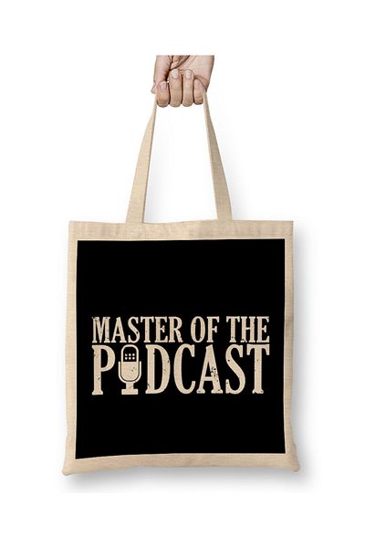 Baskı Dükkanı Master of the Podcast Awesome Podcasting Host υφασμάτινη τσάντα με μακριά λαβή