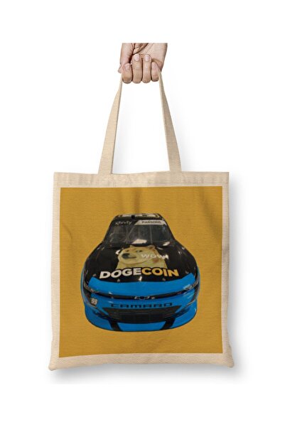 Baskı Dükkanı TO THE MOON DOGECAR Dogecoin Kripto Logo Merch Majica Torba Dug...