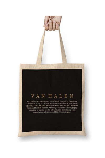 Baskı Dükkanı Λογότυπο Van Halen 01 υφασμάτινη τσάντα με μακριά λαβή