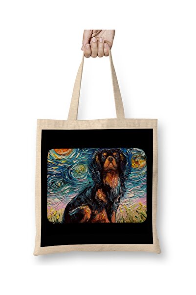 Baskı Dükkanı Pas Cavalier King Charles Spaniel Noćna tkanina Torba Dugačka S...