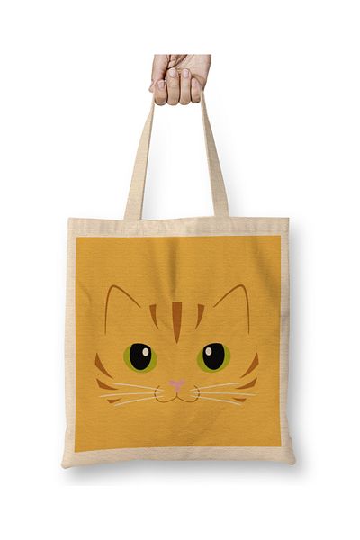 Baskı Dükkanı Χαριτωμένη υφασμάτινη τσάντα Ginger Cat Ginger Stripped Cat με μακριά λαβή