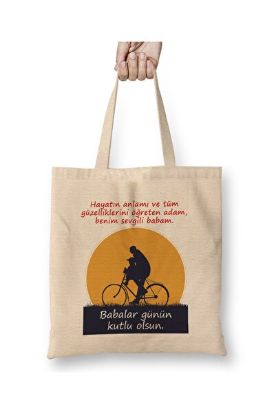 Baskı Dükkanı Poklon za Očev dan za oca 012 Tkanina Torba Dugačka Sa ručkom