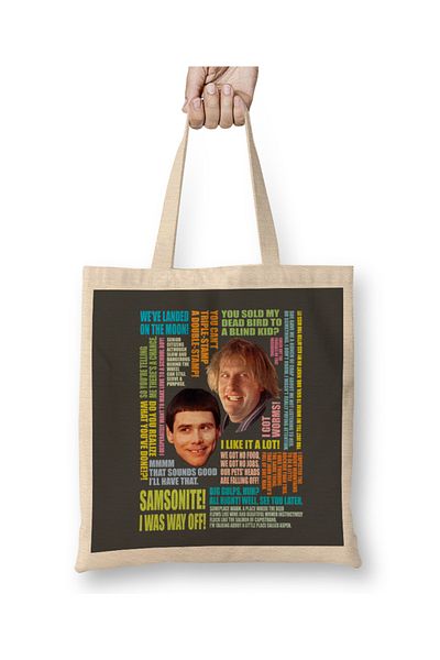 Baskı Dükkanı Dumb and Dumber Quotes 02 υφασμάτινη τσάντα με μακριά λαβή