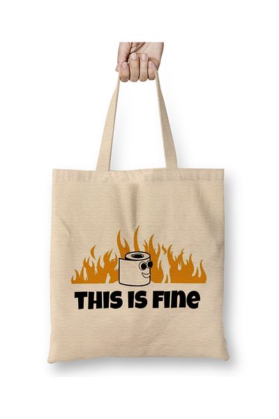 Baskı Dükkanı This Is Fine 02 υφασμάτινη τσάντα με μακριά λαβή