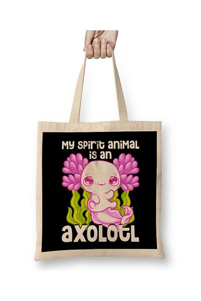 Baskı Dükkanı Drăguț și amuzant My Spirit Animal Is An Axolotl Animal Geantă din pânză cu mâner lung