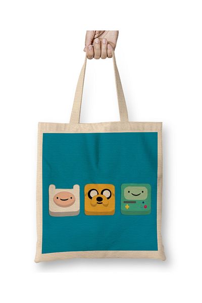 Baskı Dükkanı Advenuture Time Jake Finn și Bmo Geantă din pânză cu mâner lung