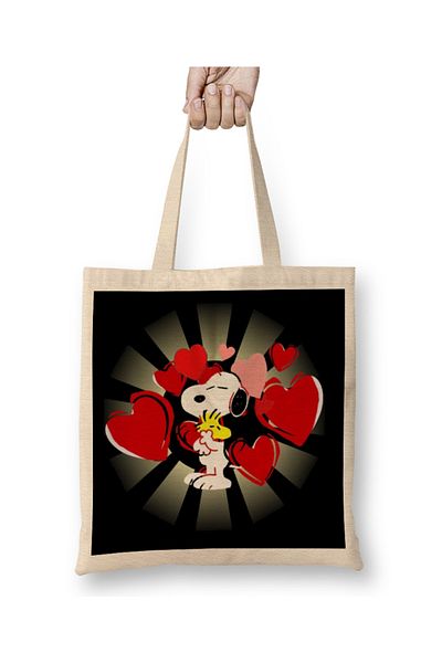 Baskı Dükkanı Snoopy Valentines υφασμάτινη τσάντα με μακριά λαβή