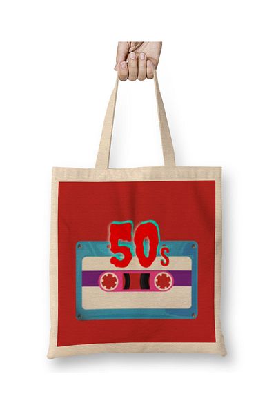 Baskı Dükkanı Anii '50 Vintage Design Retro Slogan Style Art- Tv Kid Movies Geantă din pânză Mâner lung