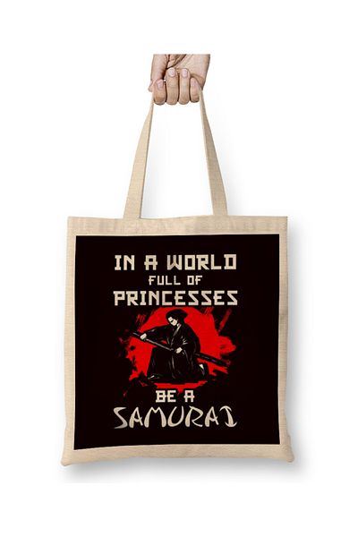 Baskı Dükkanı Prințesa Samurai Arte marțiale japoneze Războinicul Shinobi Ninja Geantă din pânză cu mâner lung