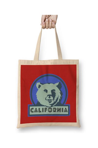 Baskı Dükkanı Υφασμάτινη τσάντα California Bear Love με μακριά λαβή