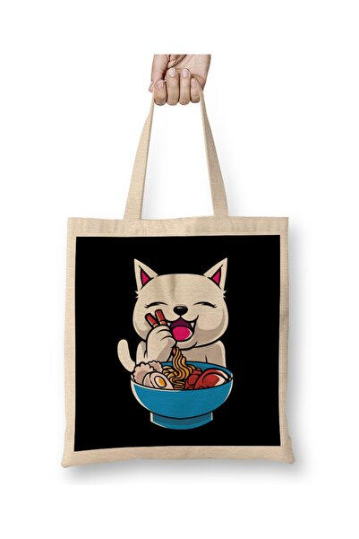 Baskı Dükkanı Kawaii mačka ramen činija smešni anime rezanci mačka tkanina To...