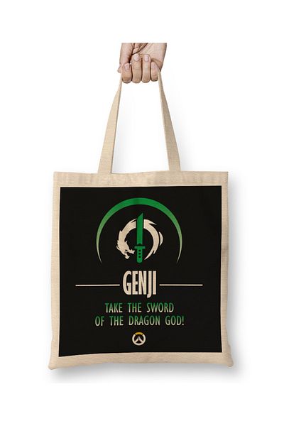 Baskı Dükkanı Genji Take The Sword Of The Dragon God Overwatch υφασμάτινη τσάντα με μακριά λαβή