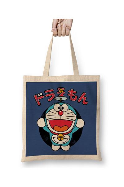 Baskı Dükkanı Geantă din pânză Doraemon 09 cu mâner lung