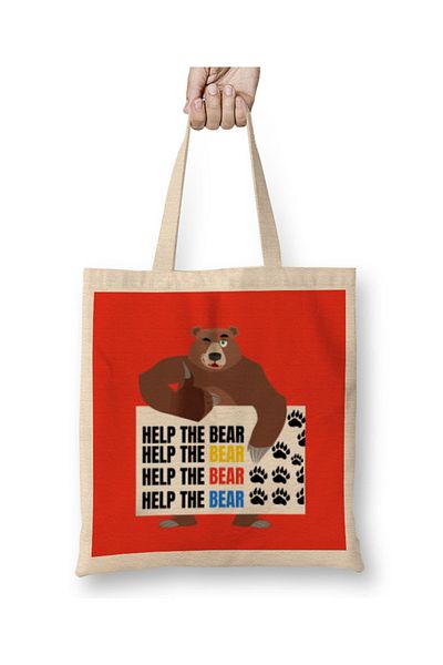 Baskı Dükkanı HELP THE BEAR υφασμάτινη τσάντα με μακριά λαβή
