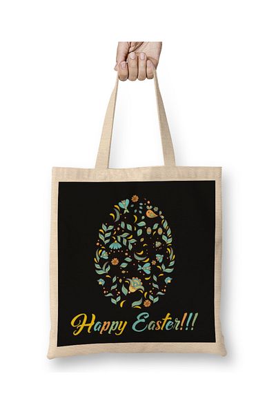 Baskı Dükkanı Happy Easter 07 υφασμάτινη τσάντα με μακριά λαβή