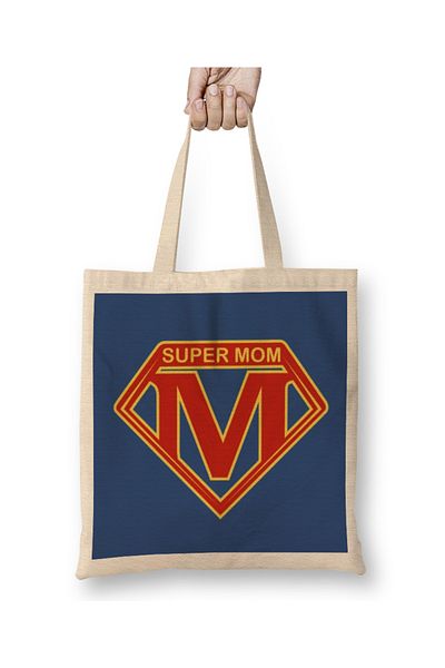 Baskı Dükkanı Υφασμάτινη τσάντα Supermom Süperanne 011 με μακριά λαβή