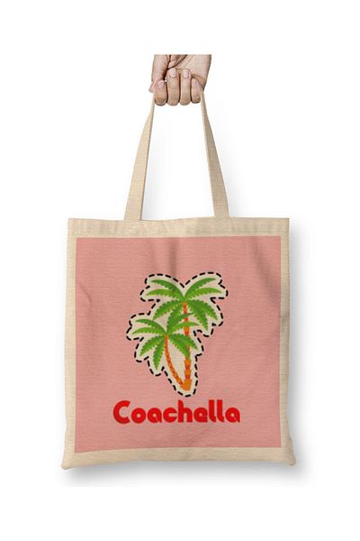 Baskı Dükkanı Geantă din pânză Coachella 2022 cu mâner lung