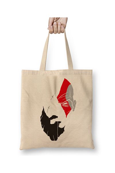 Baskı Dükkanı Kratos God Of War ιδέες υφασμάτινη τσάντα με μακριά λαβή