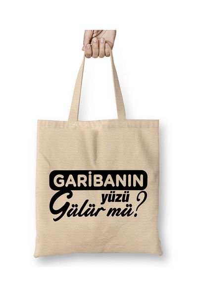 Baskı Dükkanı Does the Face of the Garibanın Laugh 02 υφασμάτινη τσάντα με μακριά λαβή