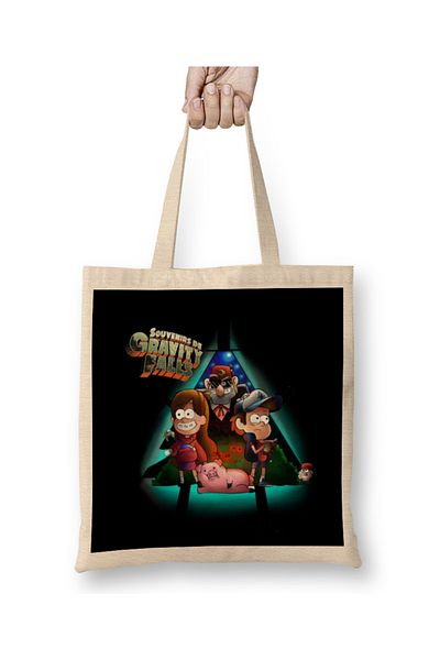 Baskı Dükkanı Geantă din pânză Gravity Falls cu mâner lung