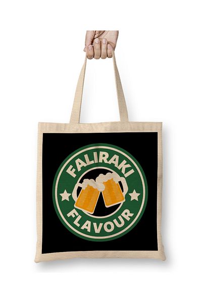Baskı Dükkanı Geantă din pânză cu logo Faliraki Flavour Coffee cu mâner lung