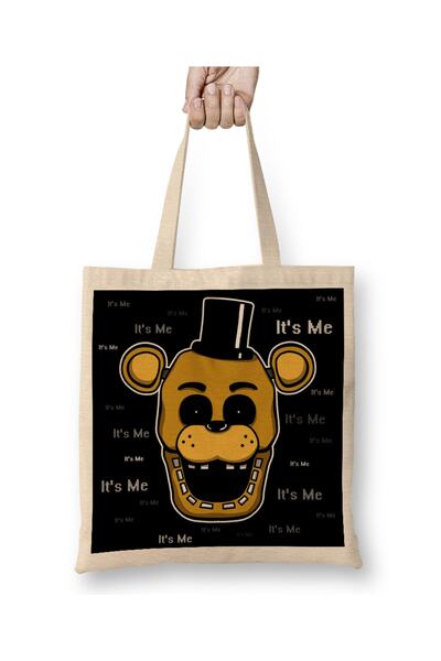 Baskı Dükkanı Five Nights At Freddy's It's Me Golden Freddy 03 Geantă din pânză cu mâner lung