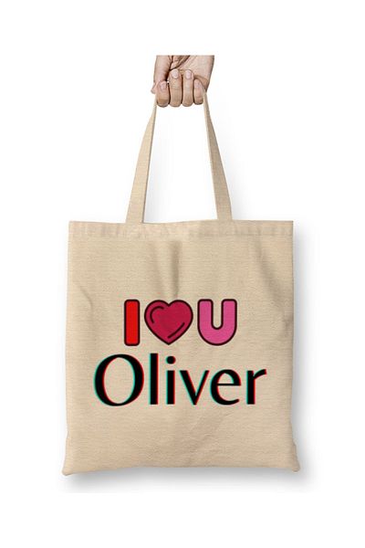 Baskı Dükkanı Nume Oliver Design personalizat Cadou Cadou pentru bebeluș pentru el Geantă din pânză cu mâner lung
