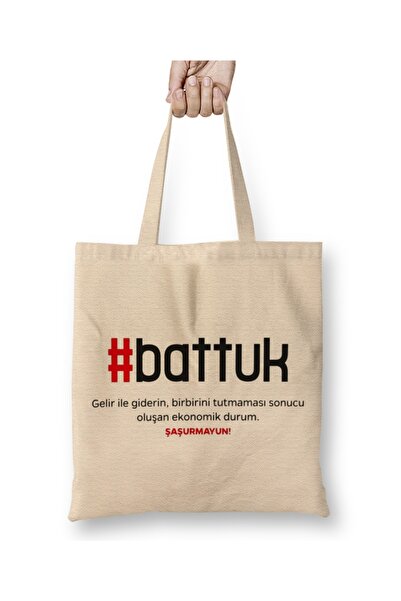 Baskı Dükkanı Battuk Μαύρη Θάλασσα υφασμάτινη τσάντα με μακριά λαβή