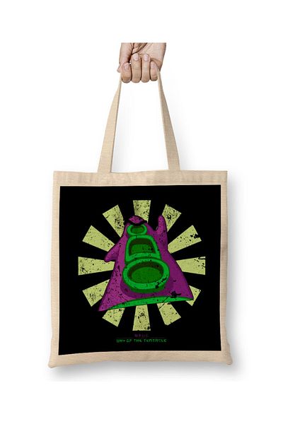 Baskı Dükkanı Day Of The Tentacle Ρετρό ιαπωνική υφασμάτινη τσάντα με μακριά λαβή